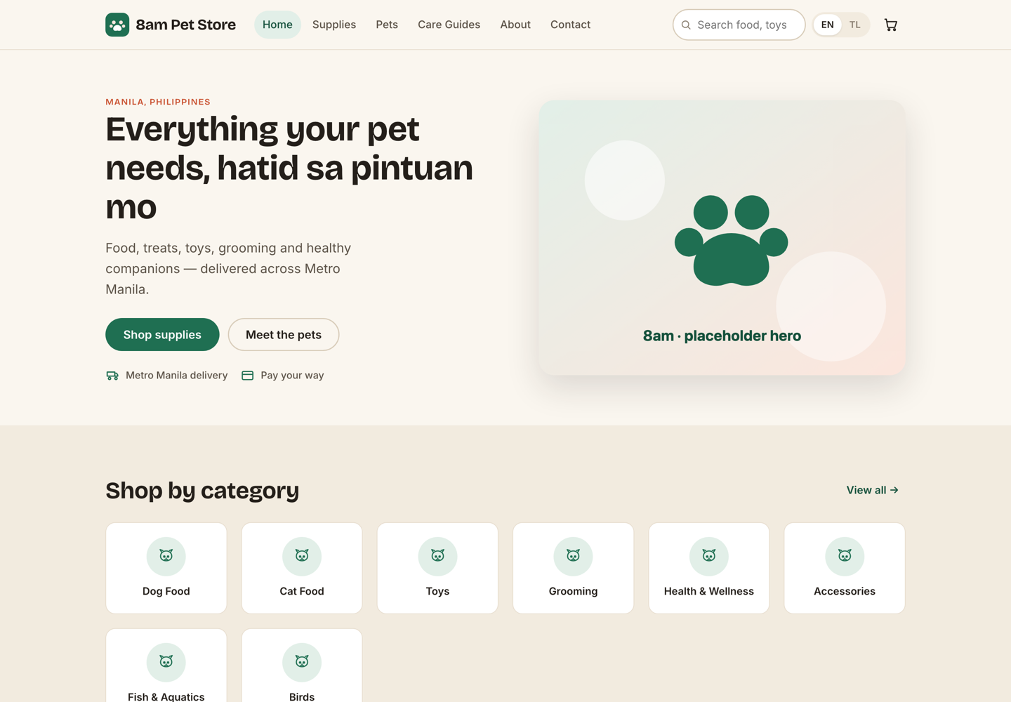 8am Pet Store bilingual pet-shop ecommerce